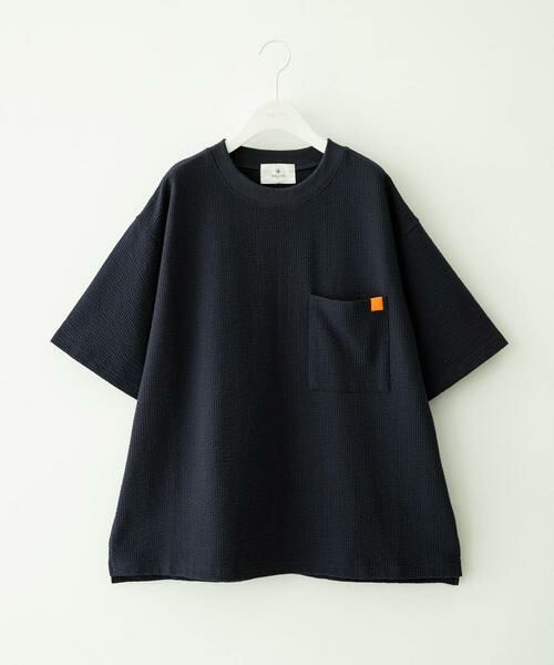 Sonny Label / サニーレーベル Tシャツ | カットシアサッカーショートスリーブTシャツ（ネイビー）
