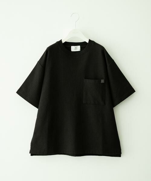 Sonny Label / サニーレーベル Tシャツ | カットシアサッカーショートスリーブTシャツ（ブラック）