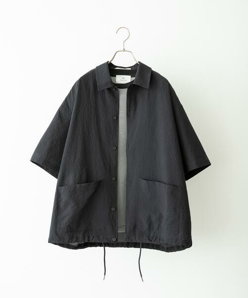 Sonny Label / サニーレーベル シャツ・ブラウス | シアサッカーショートスリーブコーチシャツ（ネイビー）