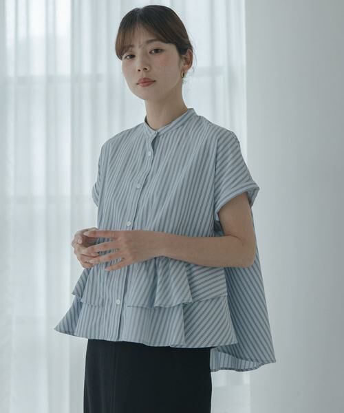 Sonny Label / サニーレーベル シャツ・ブラウス | 『WEB限定』バンドカラーフリルストライプ半袖シャツ | 詳細12