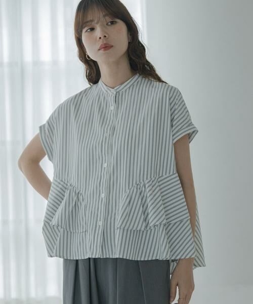 Sonny Label / サニーレーベル シャツ・ブラウス | 『WEB限定』バンドカラーフリルストライプ半袖シャツ | 詳細24