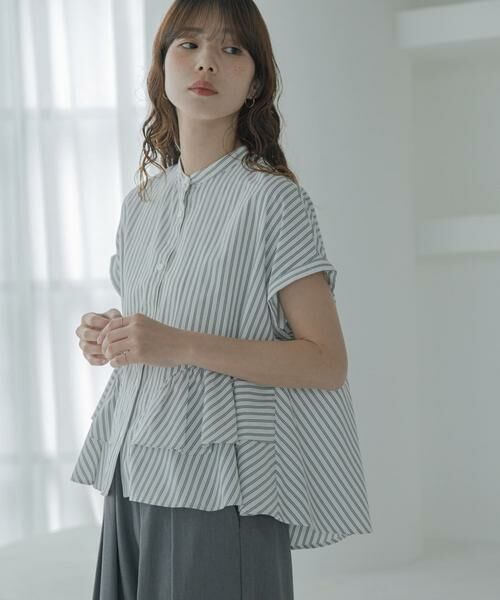 Sonny Label / サニーレーベル シャツ・ブラウス | 『WEB限定』バンドカラーフリルストライプ半袖シャツ | 詳細25