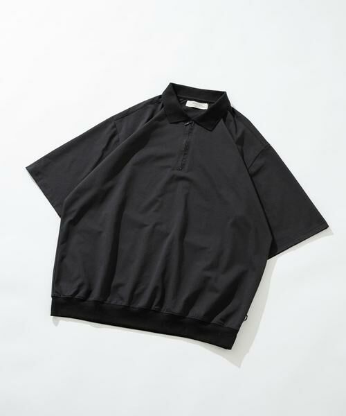 Sonny Label / サニーレーベル シャツ・ブラウス | ドットメッシュハーフジッププルオーバー（ブラック）