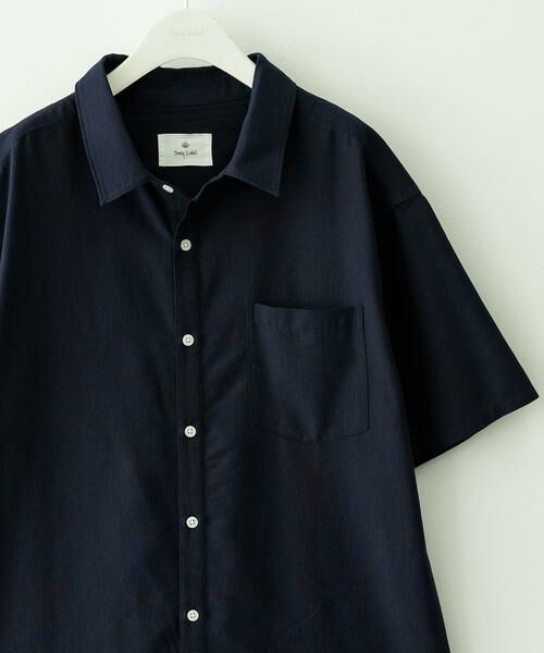 Sonny Label / サニーレーベル シャツ・ブラウス | 接触冷感リネン混ショートスリーブシャツ(ネイビー)