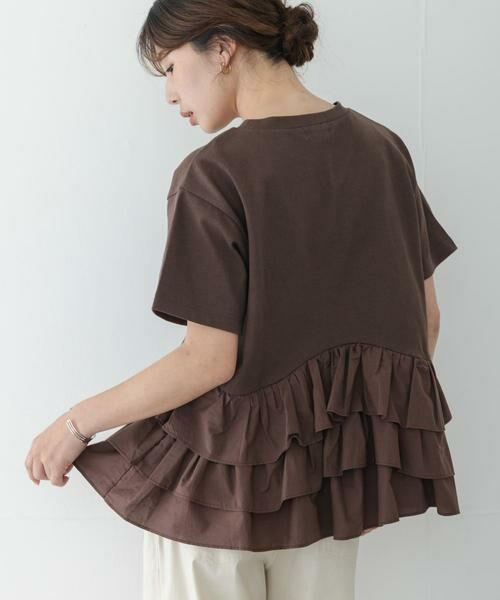 Sonny Label / サニーレーベル Tシャツ | ペプラムフリルカットソー（ブラウン）