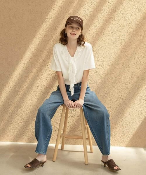Sonny Label / サニーレーベル Tシャツ | Vネックフリルレースカラープルオーバー | 詳細15