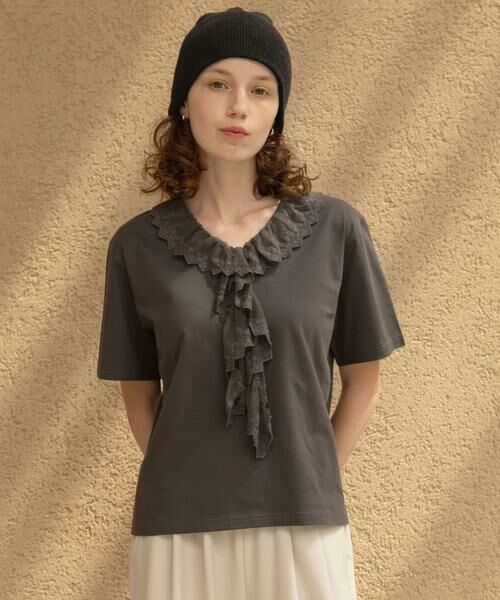 Sonny Label / サニーレーベル Tシャツ | Vネックフリルレースカラープルオーバー | 詳細25
