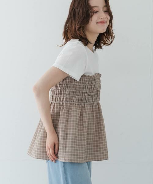 Sonny Label / サニーレーベル Tシャツ | シャーリングビスチェコンビプルオーバー（ベージュ系その他）