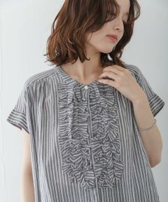 Sonny Label / サニーレーベル シャツ・ブラウス | ドビーストライプフリルフレンチシャツ