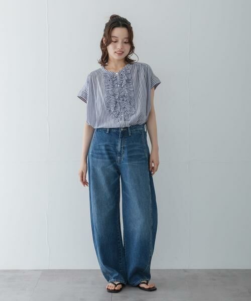 Sonny Label / サニーレーベル シャツ・ブラウス | ドビーストライプフリルフレンチシャツ | 詳細15