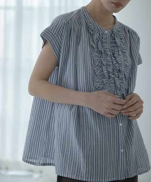 Sonny Label / サニーレーベル シャツ・ブラウス | ドビーストライプフリルフレンチシャツ | 詳細16