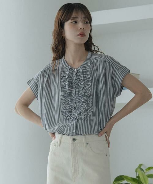 Sonny Label / サニーレーベル シャツ・ブラウス | ドビーストライプフリルフレンチシャツ | 詳細26