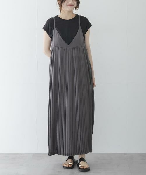 Sonny Label / サニーレーベル ワンピース | 『WEB限定』Tシャツ×プリーツキャミワンピース SET（グレー）