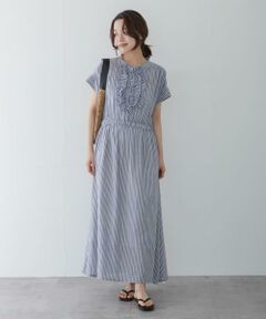 Sonny Label / サニーレーベル ワンピース | ドビーストライプフリルシャツワンピース