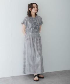 Sonny Label / サニーレーベル ワンピース | ドビーストライプフリルシャツワンピース