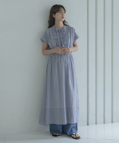 Sonny Label / サニーレーベル ワンピース | ドビーストライプフリルシャツワンピース | 詳細15
