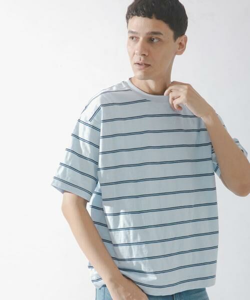 Sonny Label / サニーレーベル Tシャツ | スラブ天竺ボーダーショートスリーブTシャツ（ブルー）