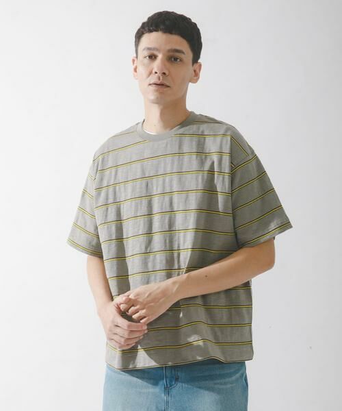 Sonny Label / サニーレーベル Tシャツ | スラブ天竺ボーダーショートスリーブTシャツ（グレー系その他）