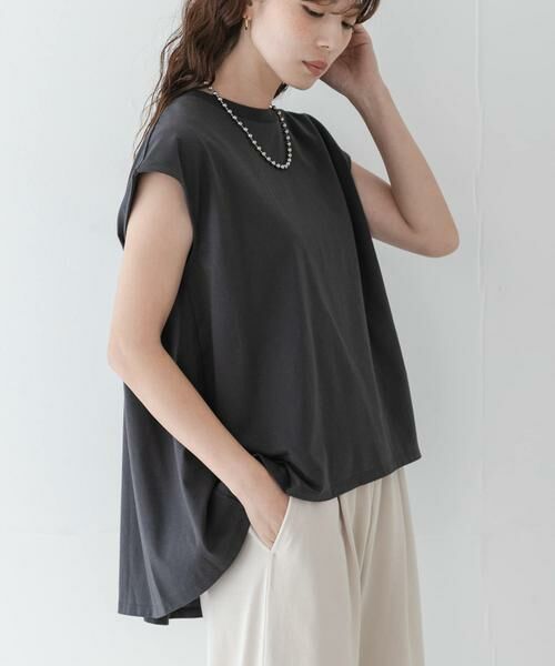 Sonny Label / サニーレーベル Tシャツ | 接触冷感バックフレアフレンチTシャツ（チャコールグレー）