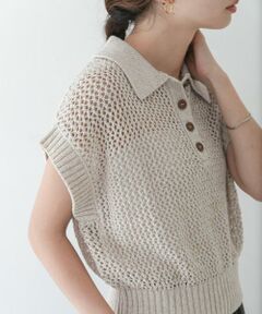 Sonny Label / サニーレーベル ニット・セーター | 襟付きメッシュニットプルオーバー