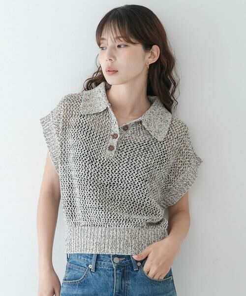 Sonny Label / サニーレーベル ニット・セーター | 襟付きメッシュニットプルオーバー | 詳細3