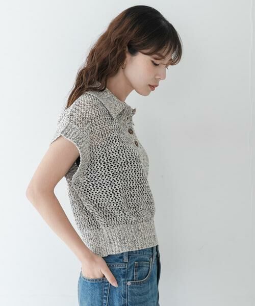 Sonny Label / サニーレーベル ニット・セーター | 襟付きメッシュニットプルオーバー | 詳細4