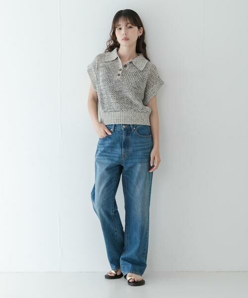 Sonny Label / サニーレーベル ニット・セーター | 襟付きメッシュニットプルオーバー | 詳細6
