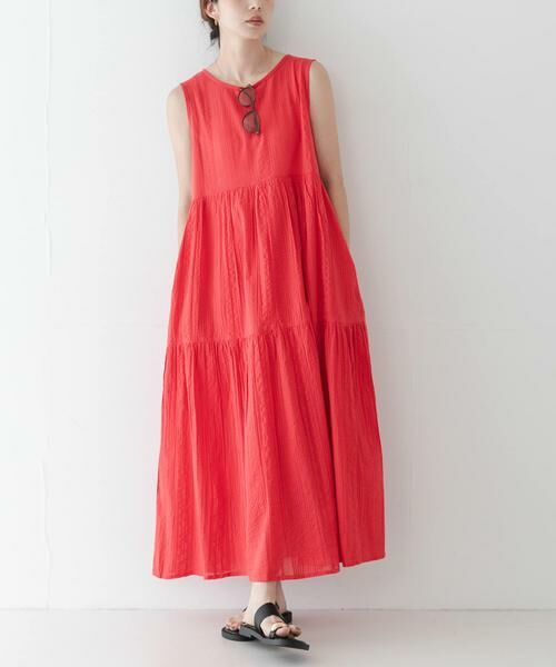 Sonny Label / サニーレーベル ワンピース | コットンティアードサッカーワンピース（レッド）