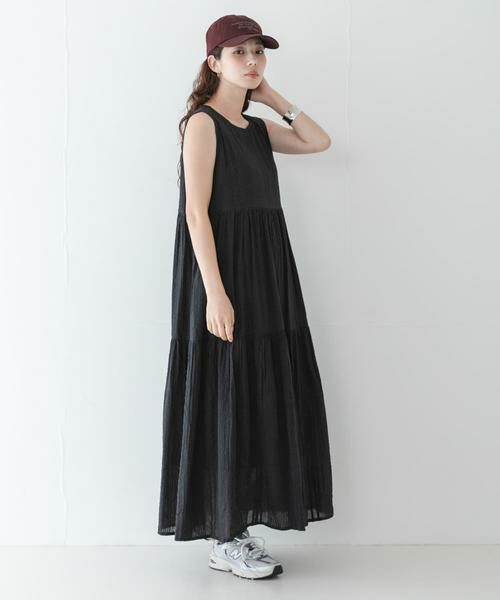 Sonny Label / サニーレーベル ワンピース | コットンティアードサッカーワンピース（ブラック）