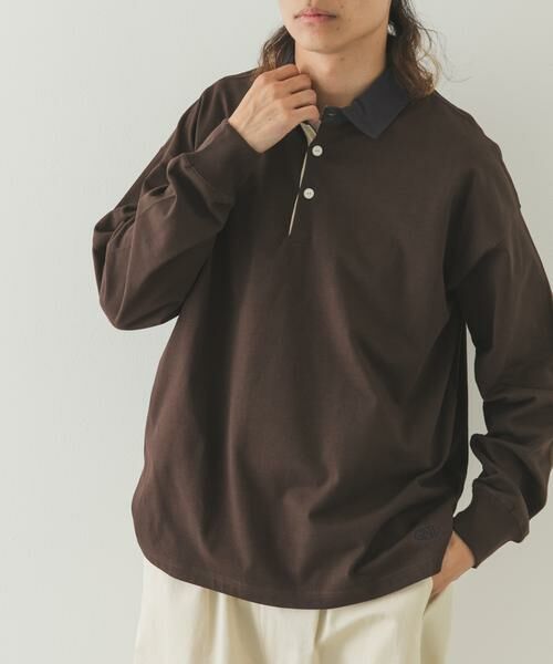 Sonny Label / サニーレーベル Tシャツ | ラグビーカラーロングスリーブシャツ（ブラウン）