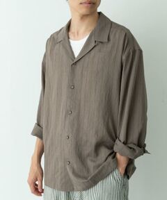 Sonny Label / サニーレーベル シャツ・ブラウス | レーヨン混ストライプオープンカラーシャツ