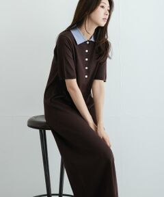 Sonny Label / サニーレーベル ワンピース | 配色襟ニットポロワンピース