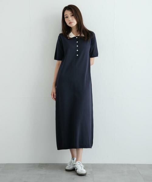 Sonny Label / サニーレーベル ワンピース | 配色襟ニットポロワンピース | 詳細10