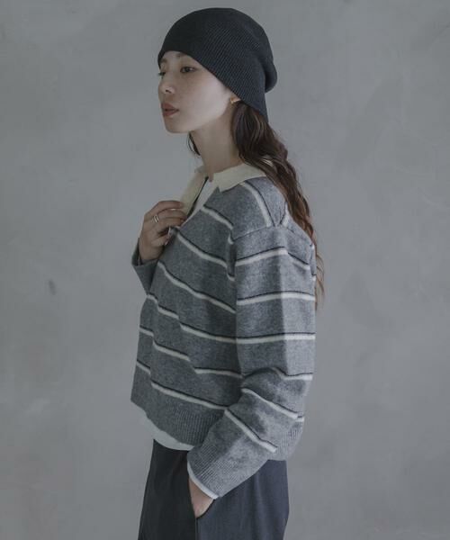 Sonny Label / サニーレーベル ニット・セーター | ウールブレンドボーダーニットポロシャツ | 詳細24