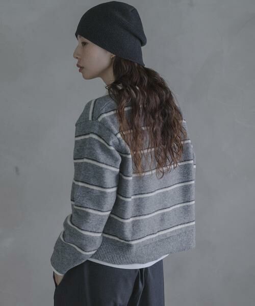 Sonny Label / サニーレーベル ニット・セーター | ウールブレンドボーダーニットポロシャツ | 詳細25
