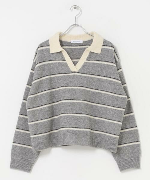 Sonny Label / サニーレーベル ニット・セーター | ウールブレンドボーダーニットポロシャツ | 詳細28