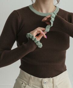 Sonny Label / サニーレーベル ニット・セーター | 静電防止フリルクルーネックリブニットプルオーバー