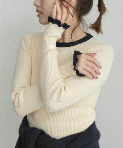 Sonny Label / サニーレーベル ニット・セーター | 静電防止フリルクルーネックリブニットプルオーバー