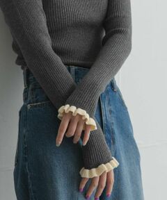 Sonny Label / サニーレーベル ニット・セーター | 静電防止フリルクルーネックリブニットプルオーバー