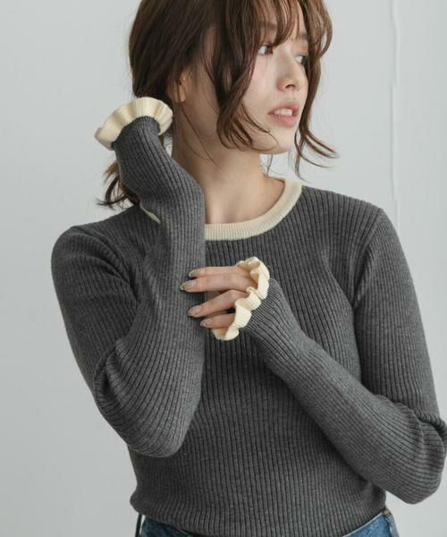 Sonny Label / サニーレーベル ニット・セーター | 静電防止フリルクルーネックリブニットプルオーバー | 詳細16