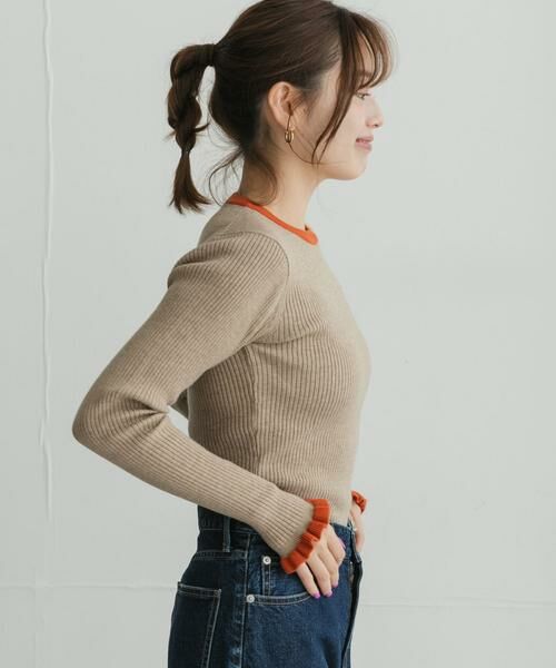 Sonny Label / サニーレーベル ニット・セーター | 静電防止フリルクルーネックリブニットプルオーバー | 詳細30