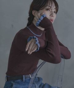 Sonny Label / サニーレーベル ニット・セーター | 静電防止フリルハイネックリブニットプルオーバー