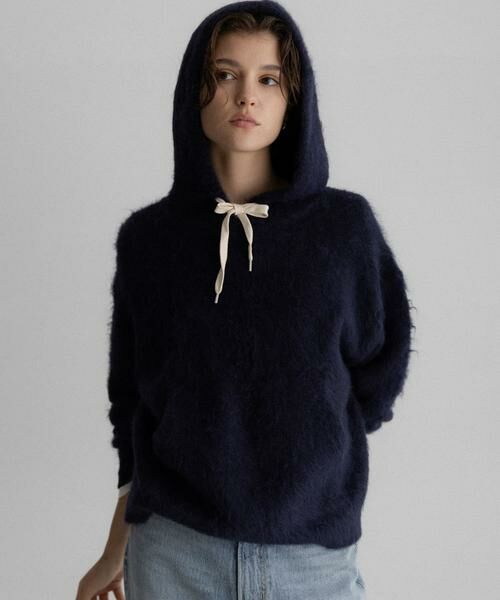 Sonny Label / サニーレーベル ニット・セーター | フーディシャギーニットプルオーバー（ネイビー）
