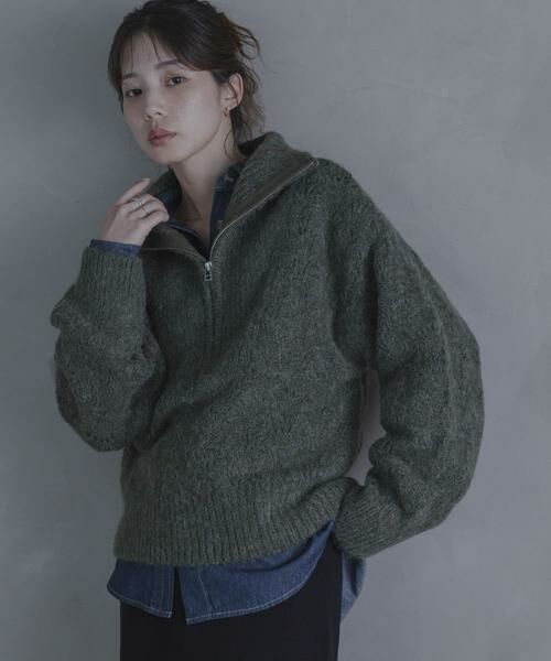 Sonny Label / サニーレーベル ニット・セーター | ハーフZIPシャギーニットプルオーバー | 詳細2