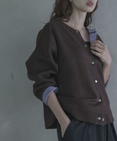 Sonny Label / サニーレーベル カーディガン・ボレロ | ダブルフェイスバイカラーカーディガン