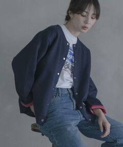 Sonny Label / サニーレーベル カーディガン・ボレロ | ダブルフェイスバイカラーカーディガン