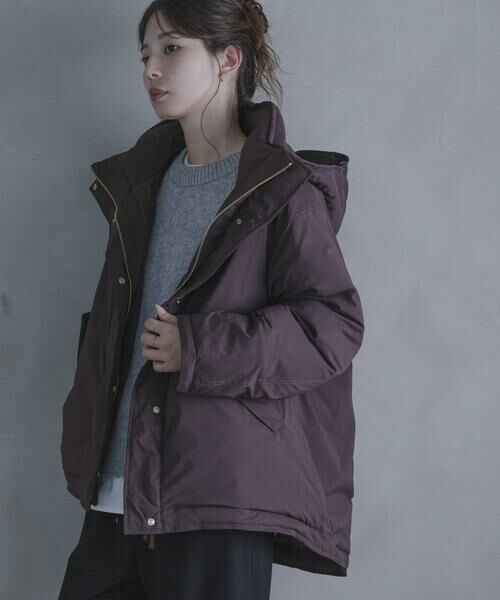 Sonny Label / サニーレーベル ダウンジャケット・ベスト | 撥水2WAYフーディスタンドダウンコート（ブラウン）