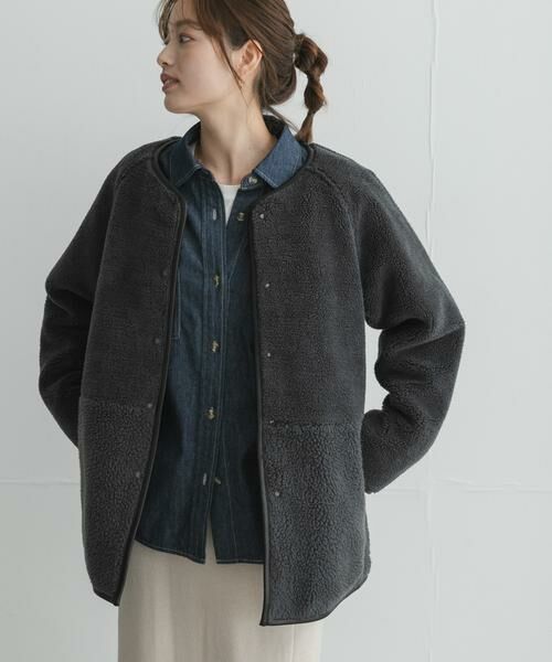 Sonny Label / サニーレーベル ダウンジャケット・ベスト | リバーシブルボア撥水キルティングコート（ブラック）