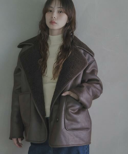 Sonny Label / サニーレーベル その他アウター | リバーシブルフェイクムートンボアコート（ブラウン）
