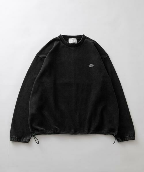 Sonny Label / サニーレーベル Tシャツ | ヴィンテージライクワッフルロングTシャツ（ブラック）